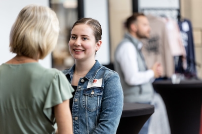 Volunteer in jean jacket